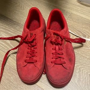 All red Puma platform sneakers size 10